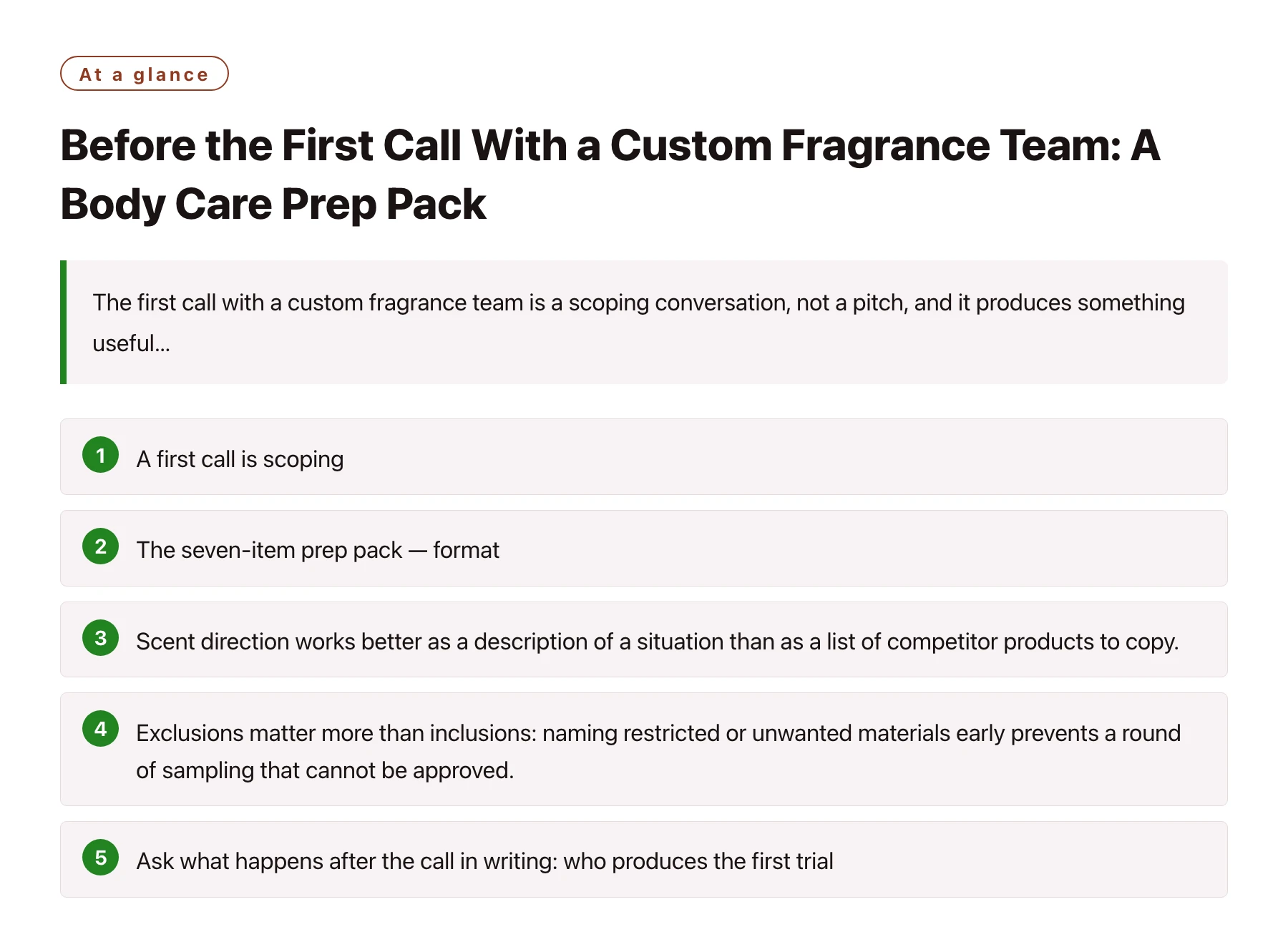 Before the First Call With a Custom Fragrance Team: A Body Care Prep Pack——全文要点速览